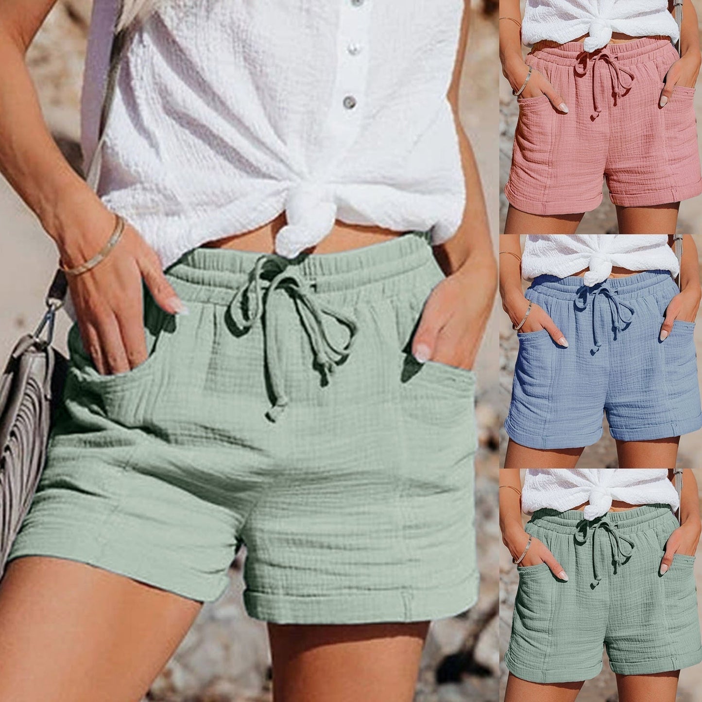 Moira – Textured Drawstring Shorts