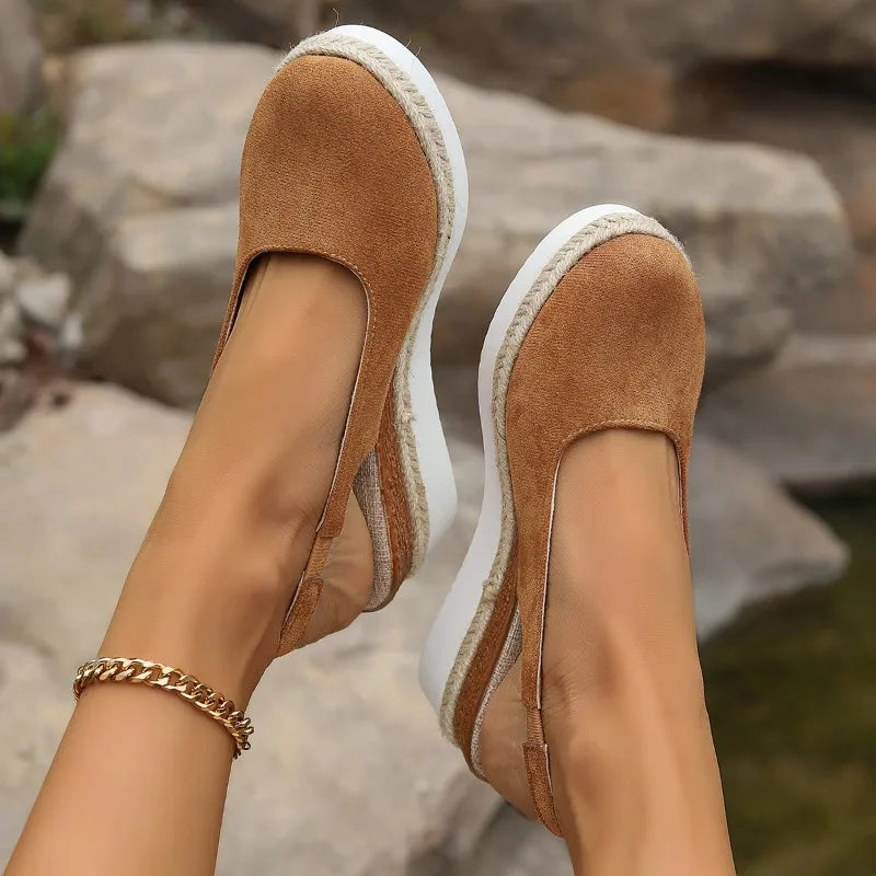 Women's Slingback Platform Shoes with Cushioned Wedge Sole