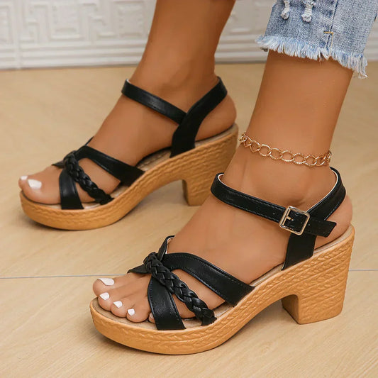 Women's Stylish Platform Sandals with Braided Straps