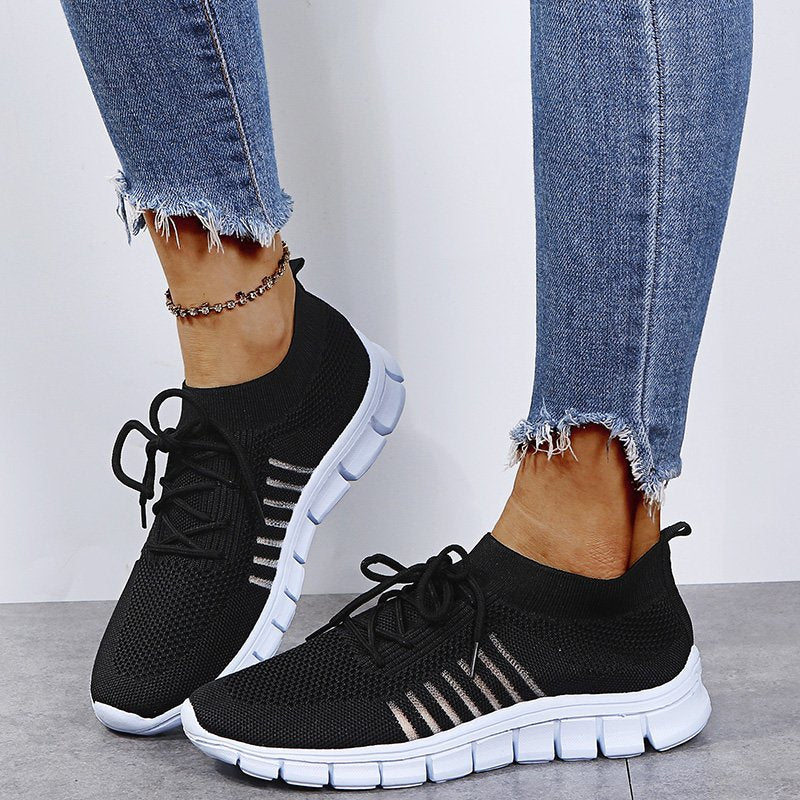 Women’s Ergonomic Slip-On Shoes with Breathable Mesh and Laces