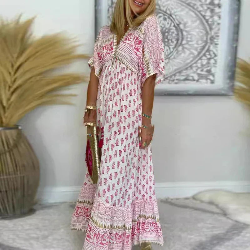 Mabel – Boho Print Maxi Dress