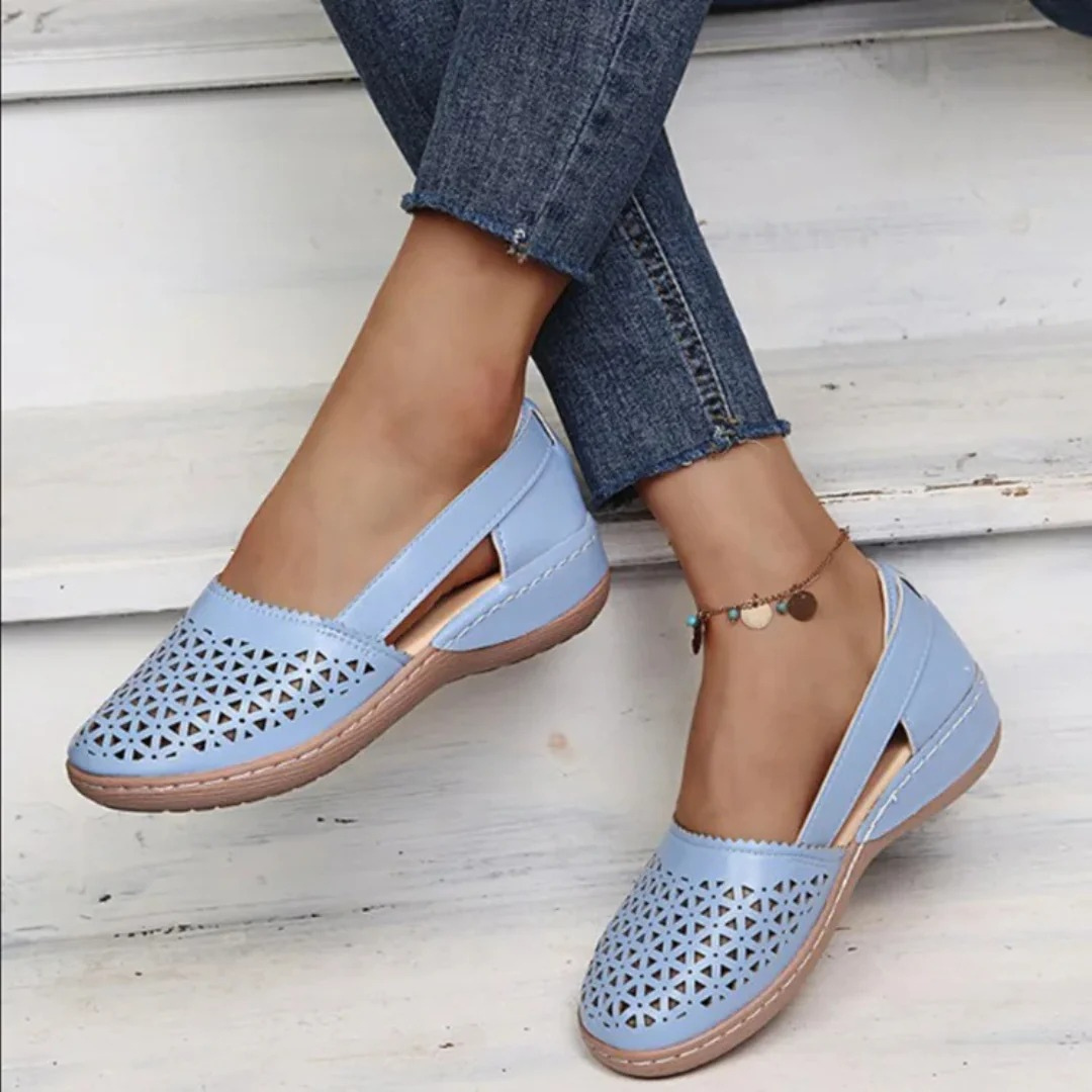 Women's Orthopedic Slip-On Shoes with Cut-Out Upper & Cushioned Sole