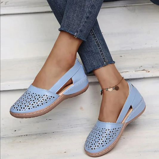 Women's Orthopedic Slip-On Shoes with Cut-Out Upper & Cushioned Sole