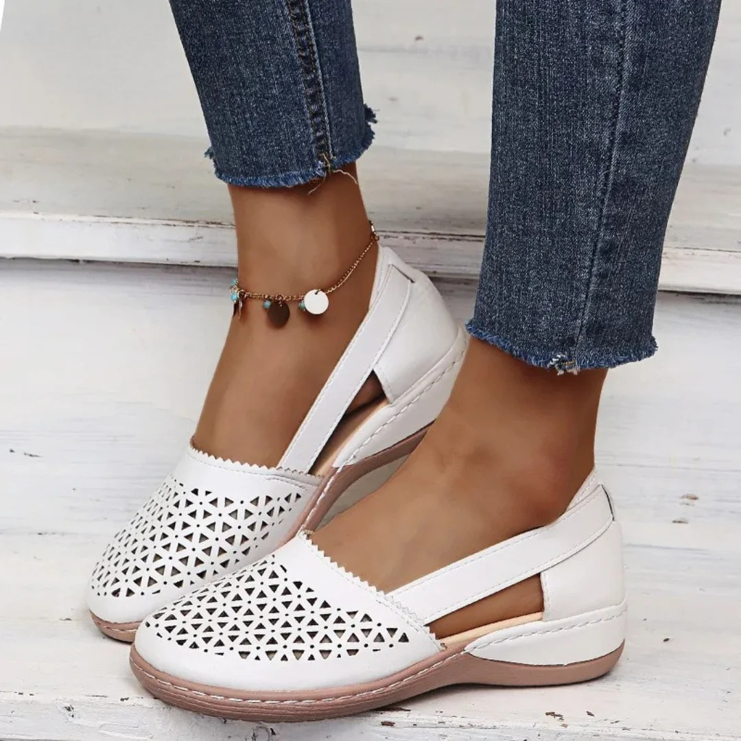 Women's Orthopedic Slip-On Shoes with Cut-Out Upper & Cushioned Sole