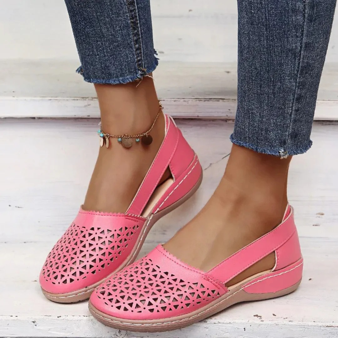Women's Orthopedic Slip-On Shoes with Cut-Out Upper & Cushioned Sole