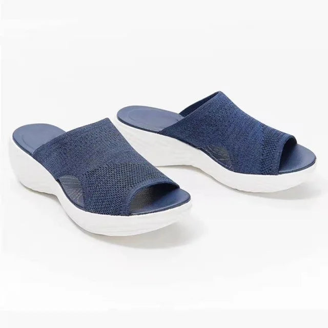Women's Orthopedic Stretch Sandals with Cutouts and Cushioned Sole