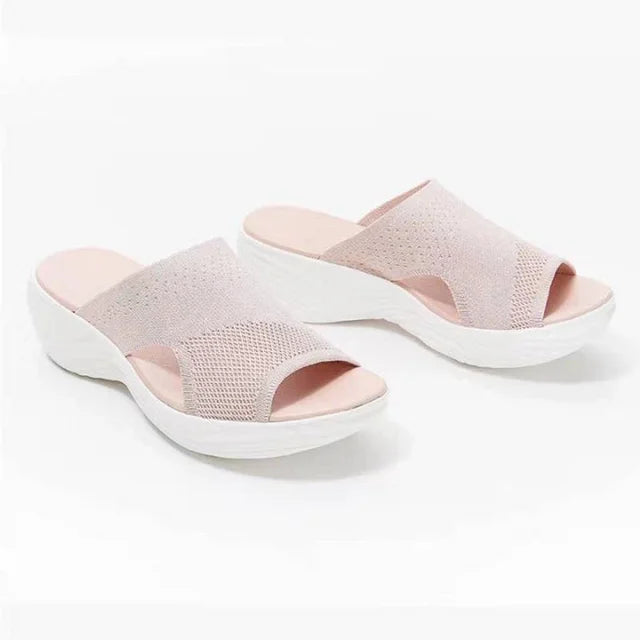 Women's Orthopedic Stretch Sandals with Cutouts and Cushioned Sole