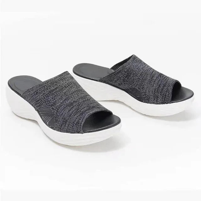 Women's Orthopedic Stretch Sandals with Cutouts and Cushioned Sole
