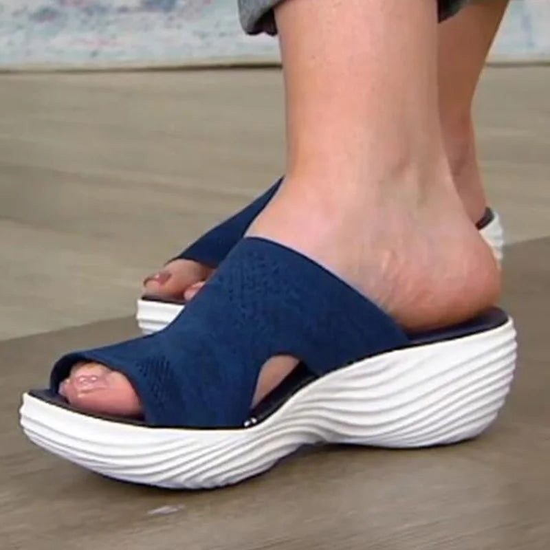 Women's Orthopedic Stretch Sandals with Cutouts and Cushioned Sole