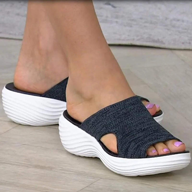Women's Orthopedic Stretch Sandals with Cutouts and Cushioned Sole