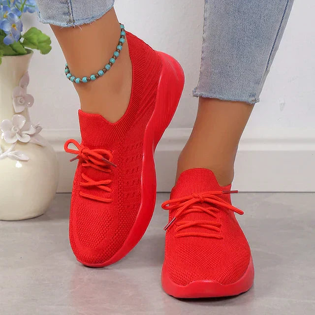 Women's Casual Slip-On Sneakers with Cushioned Sole and Laces