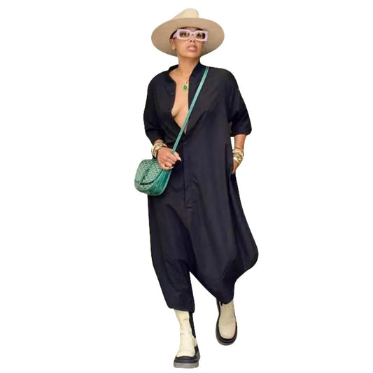 Women’s Wide Leg Bodysuit Casual Loose Hip Hop Style
