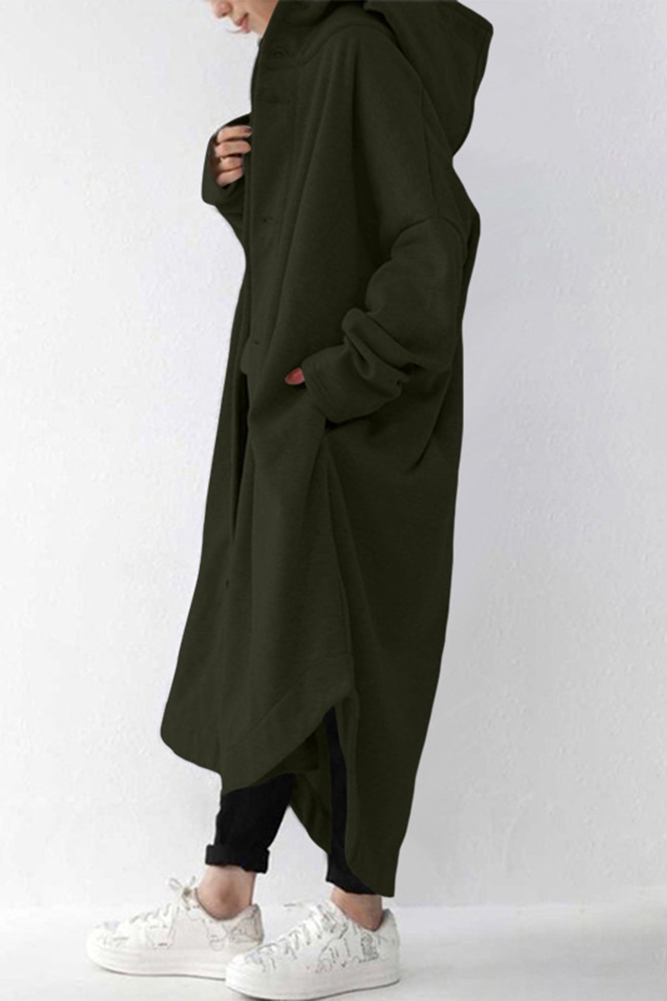 Mariana | Buttoned coat with hooded pocket