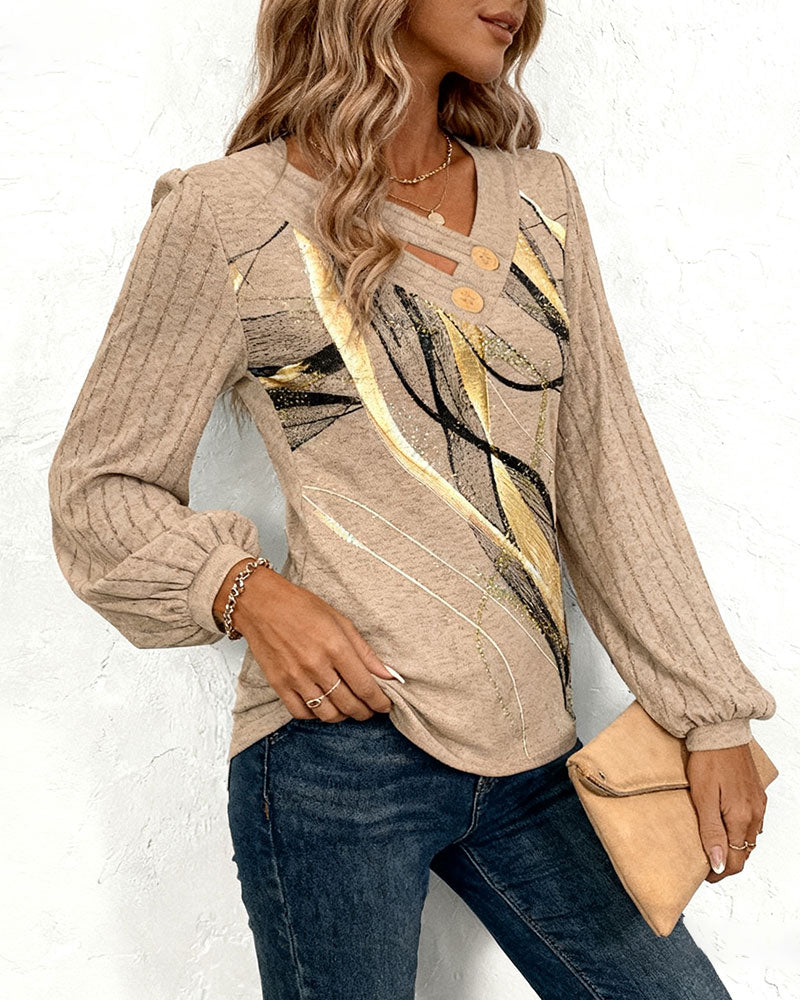Striped Lantern Sleeve Top