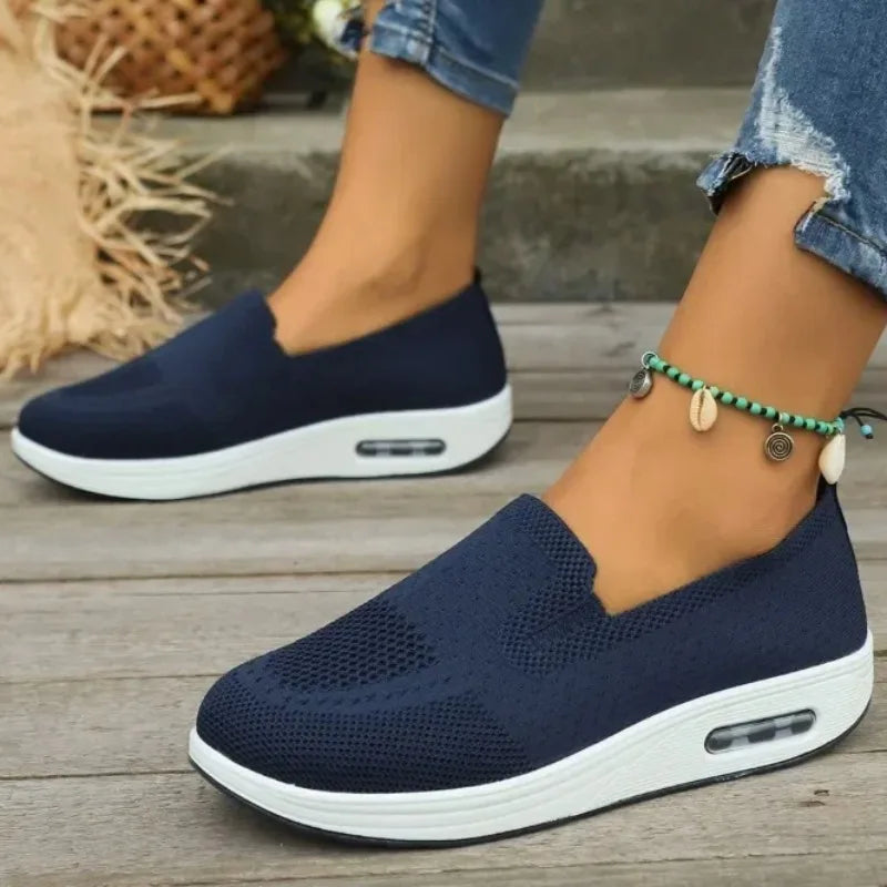 Women's Slip-On Walking Shoes with Arch Support and Air Cushion Sole
