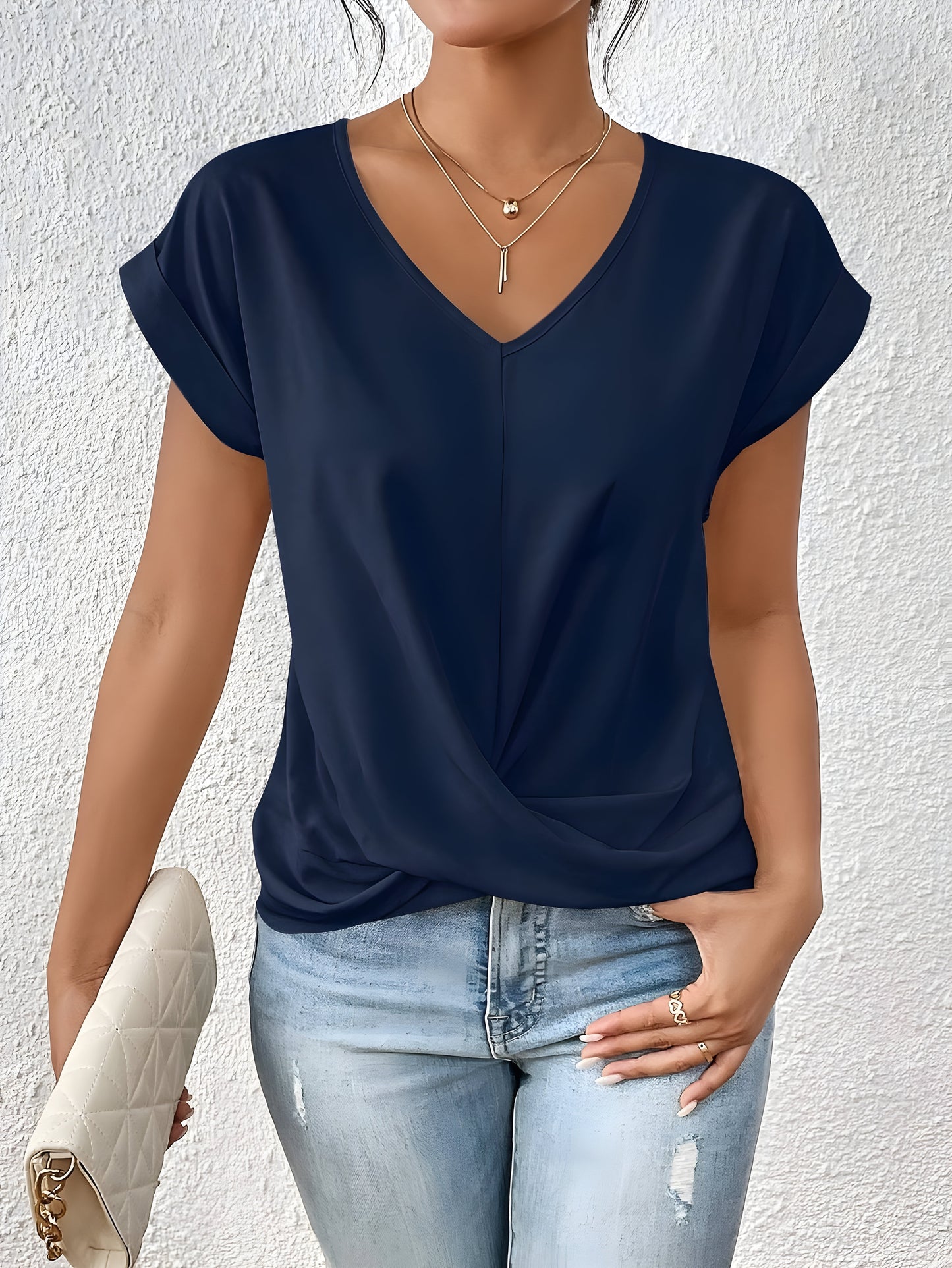 Kathrina | V-Hals Twist Front Top