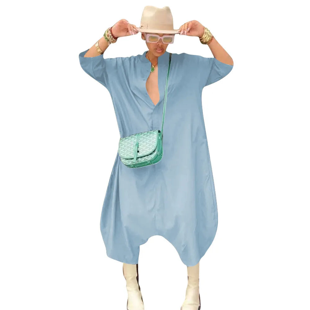 Women’s Wide Leg Bodysuit Casual Loose Hip Hop Style