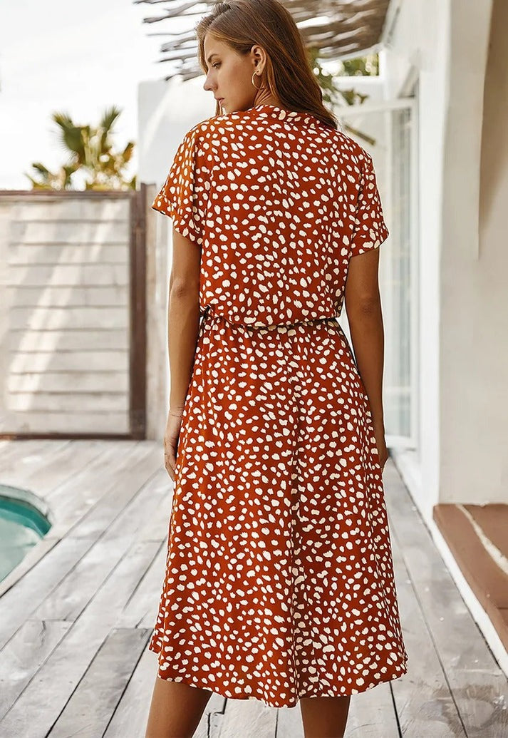 Amiya – Printed Button-Up Midi Dress