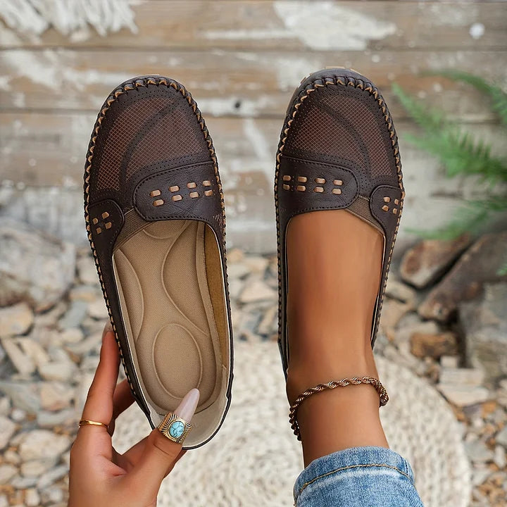 Women's Slip-On Loafers with Comfort Sole and Contrast Stitching