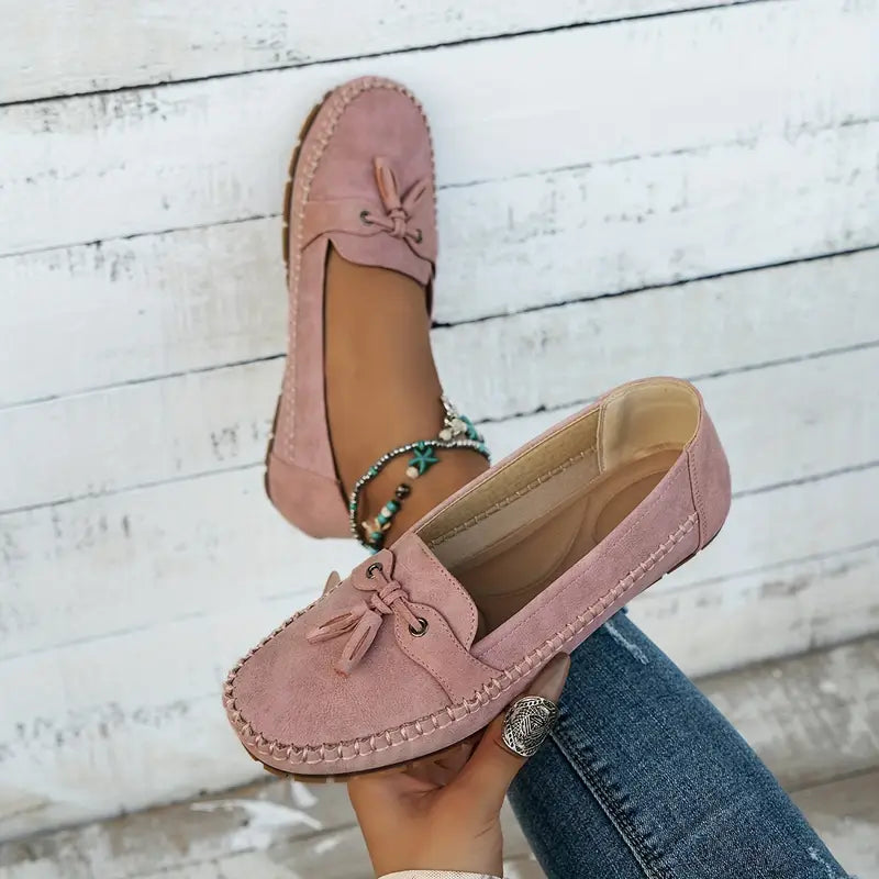Women's Slip-On Shoes with Bow Detail and Cushioned Sole