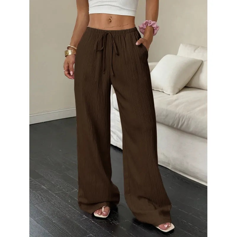 Women’s Wide Leg Pants Casual Solid Color Loose