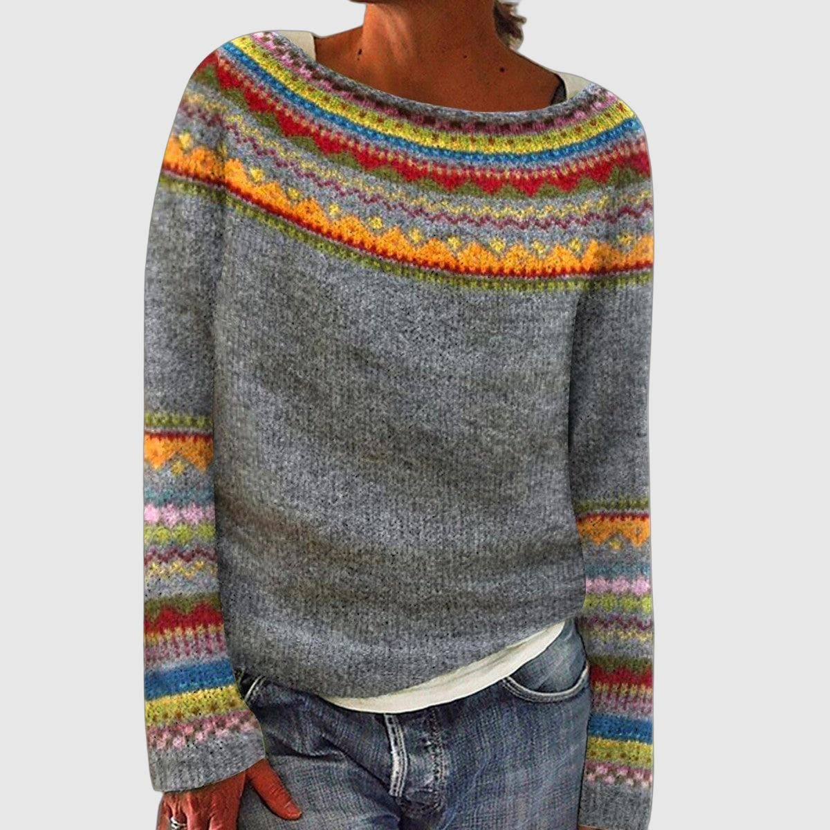 Women's colorful knit sweater for cozy autumn vibes