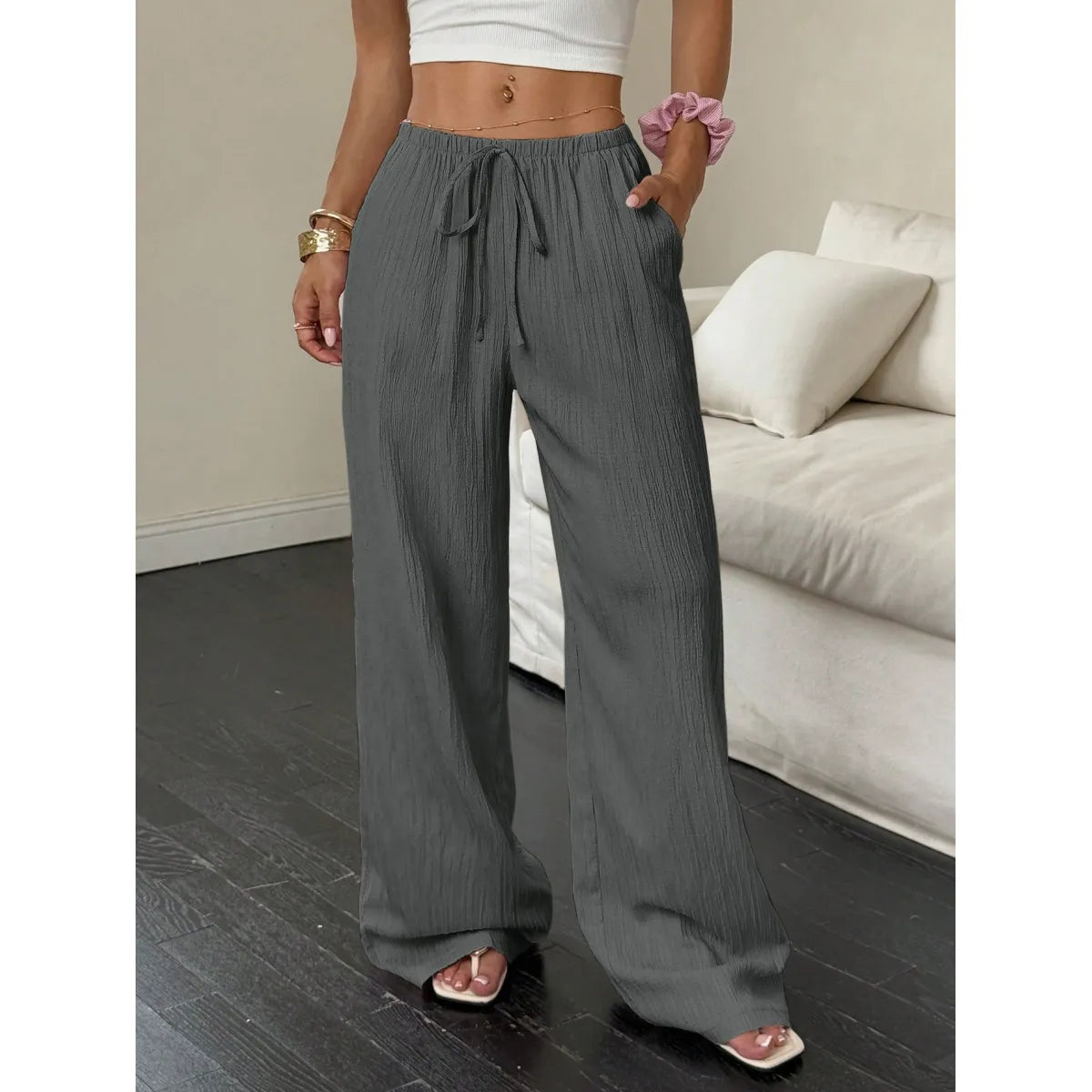 Women’s Wide Leg Pants Casual Solid Color Loose