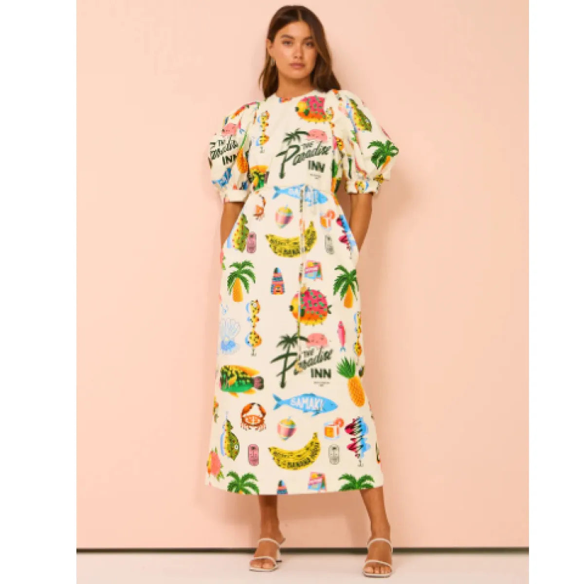 Puff Sleeve Loose Vacation Dress Summer Casual