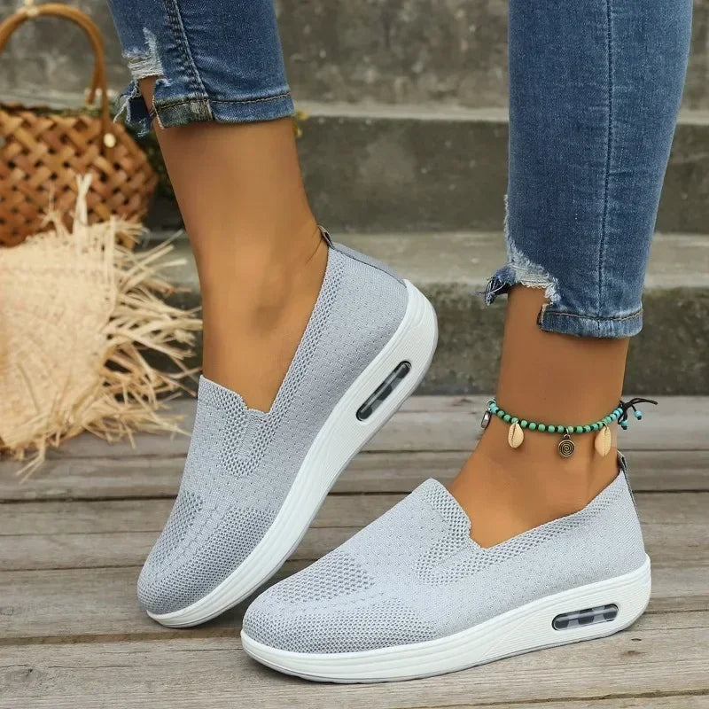Women's Slip-On Walking Shoes with Arch Support and Air Cushion Sole