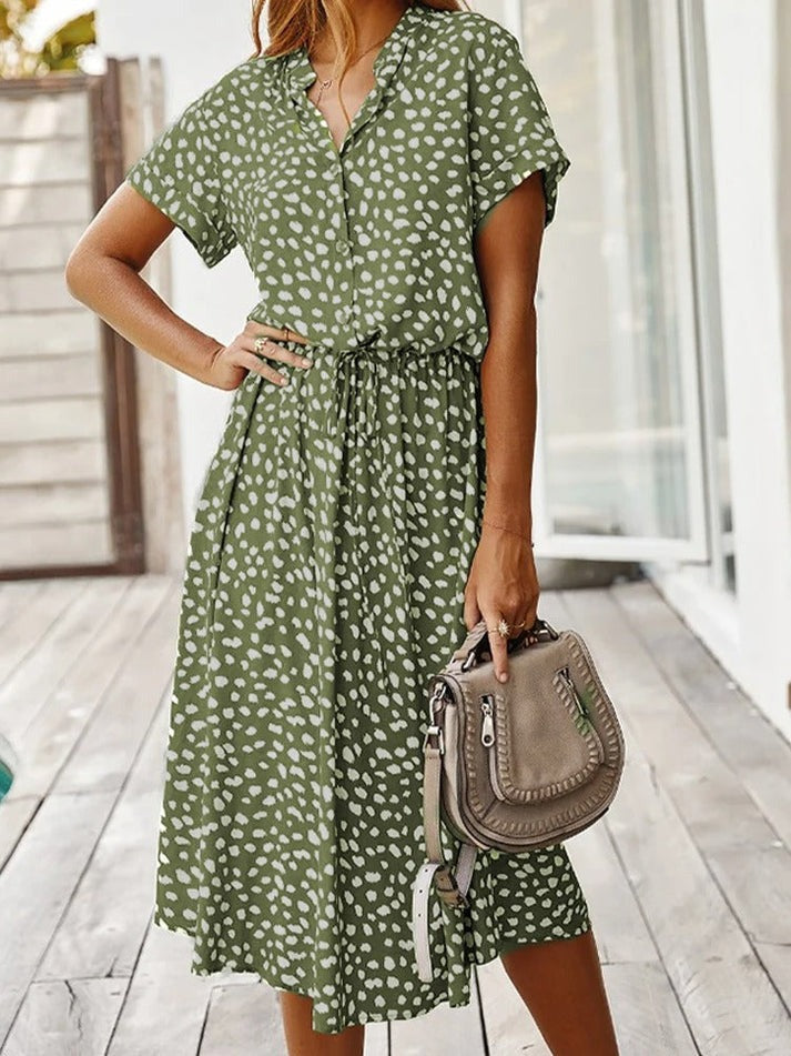 Amiya – Printed Button-Up Midi Dress