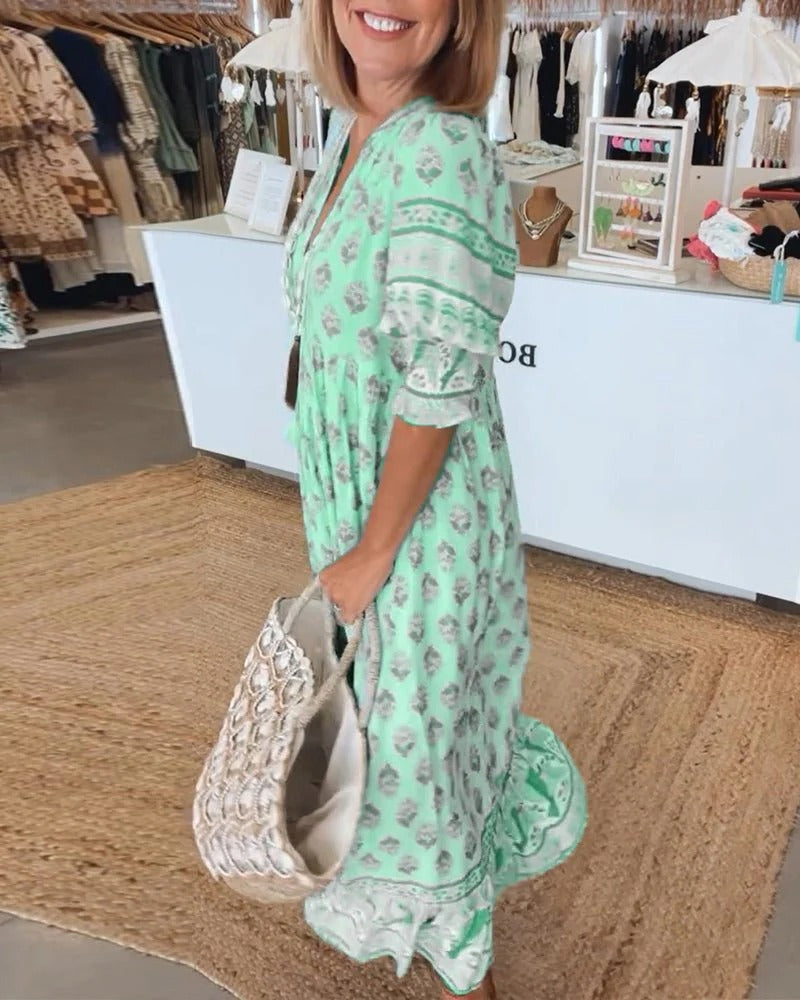 Brionya – Boho Midi Tassel Dress