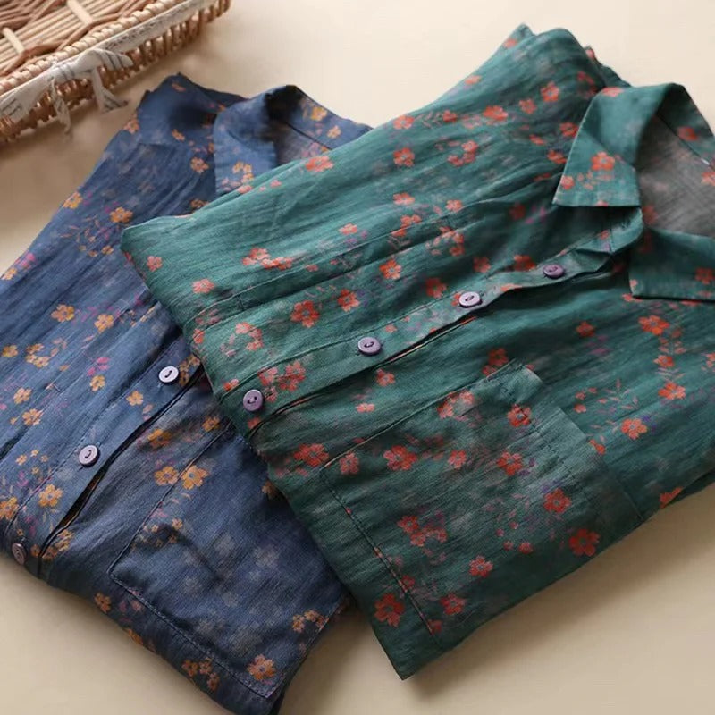 Maribel – Floral Half-Placket Shirt