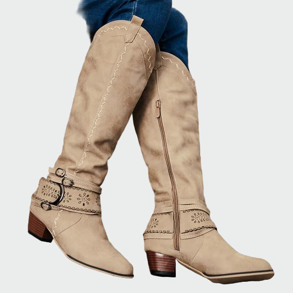 Retro Leather Cowboy Boots
