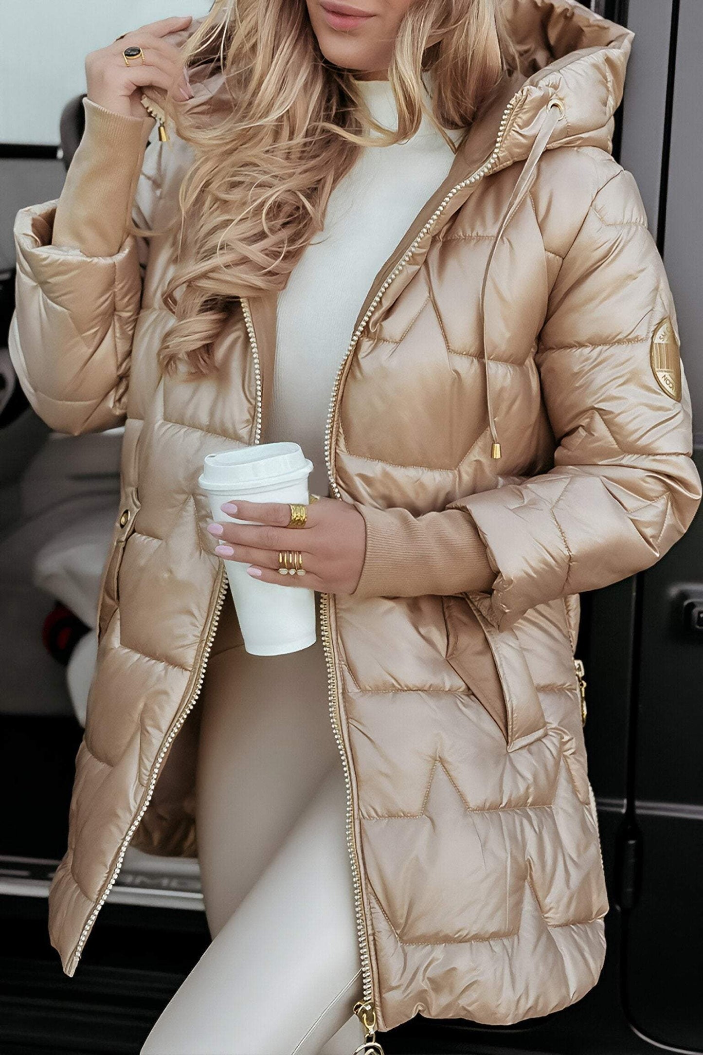 Linda | Long sleeve coat with hood