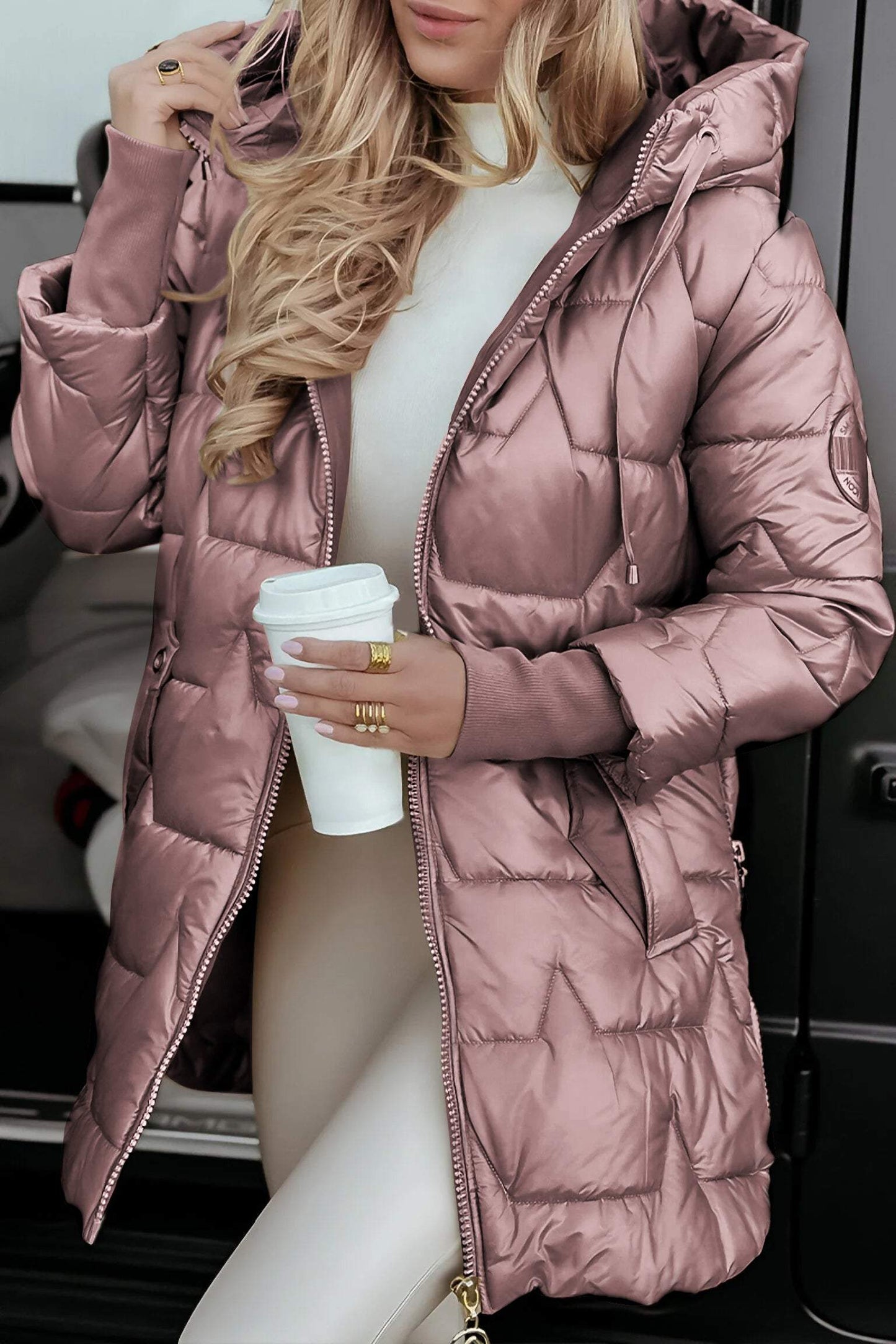 Linda | Long sleeve coat with hood
