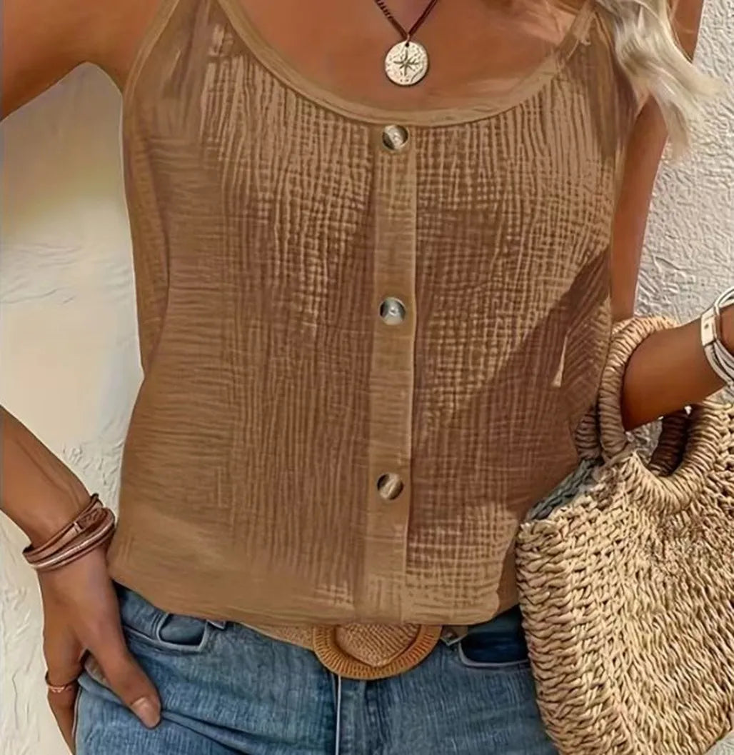 Women’s Camisole Top Thin Strap Button Front Lightweight