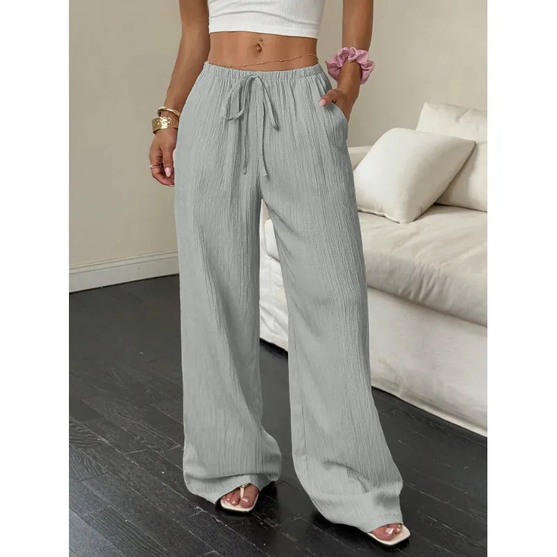 Women’s Wide Leg Pants Casual Solid Color Loose
