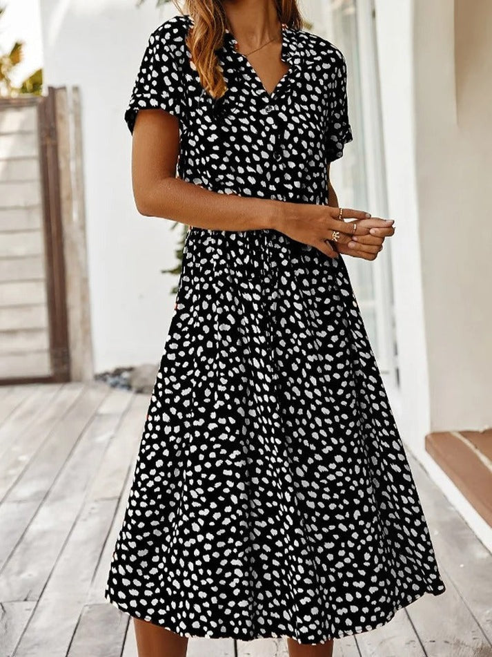 Amiya – Printed Button-Up Midi Dress