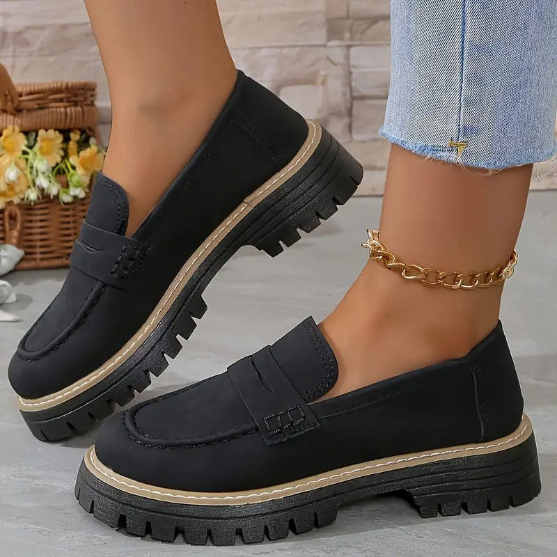 Women's Comfortable Suede Loafers with Chunky Sole