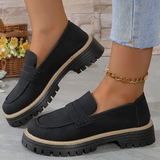 Women's Comfortable Suede Loafers with Chunky Sole
