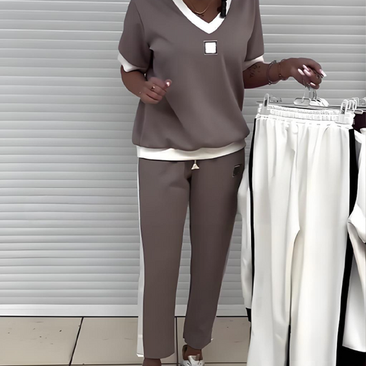 Maliah | Casual Set with V-Neck Top and Pants