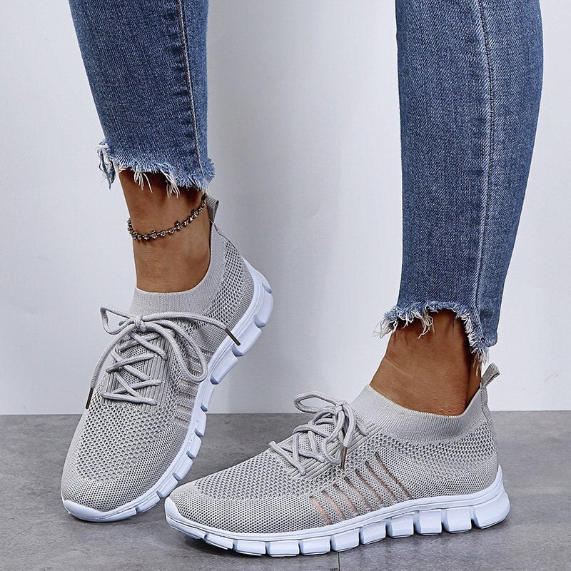 Women’s Ergonomic Slip-On Shoes with Breathable Mesh and Laces