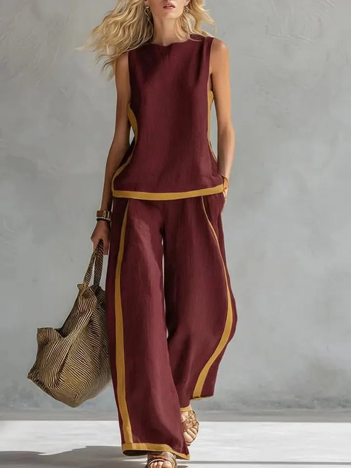 Women’s Two Piece Wide Leg Pants Set Sleeveless